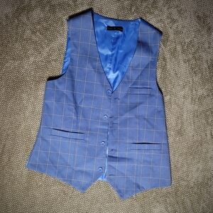 Men's Blue Checkered Vest | Size S (Runs Large) |